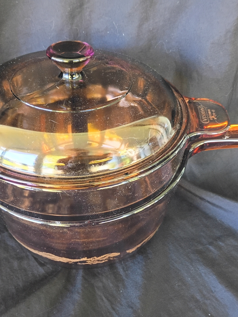 Visions Amber Double Boiler Pot W/ Pyrex Lid Cookware